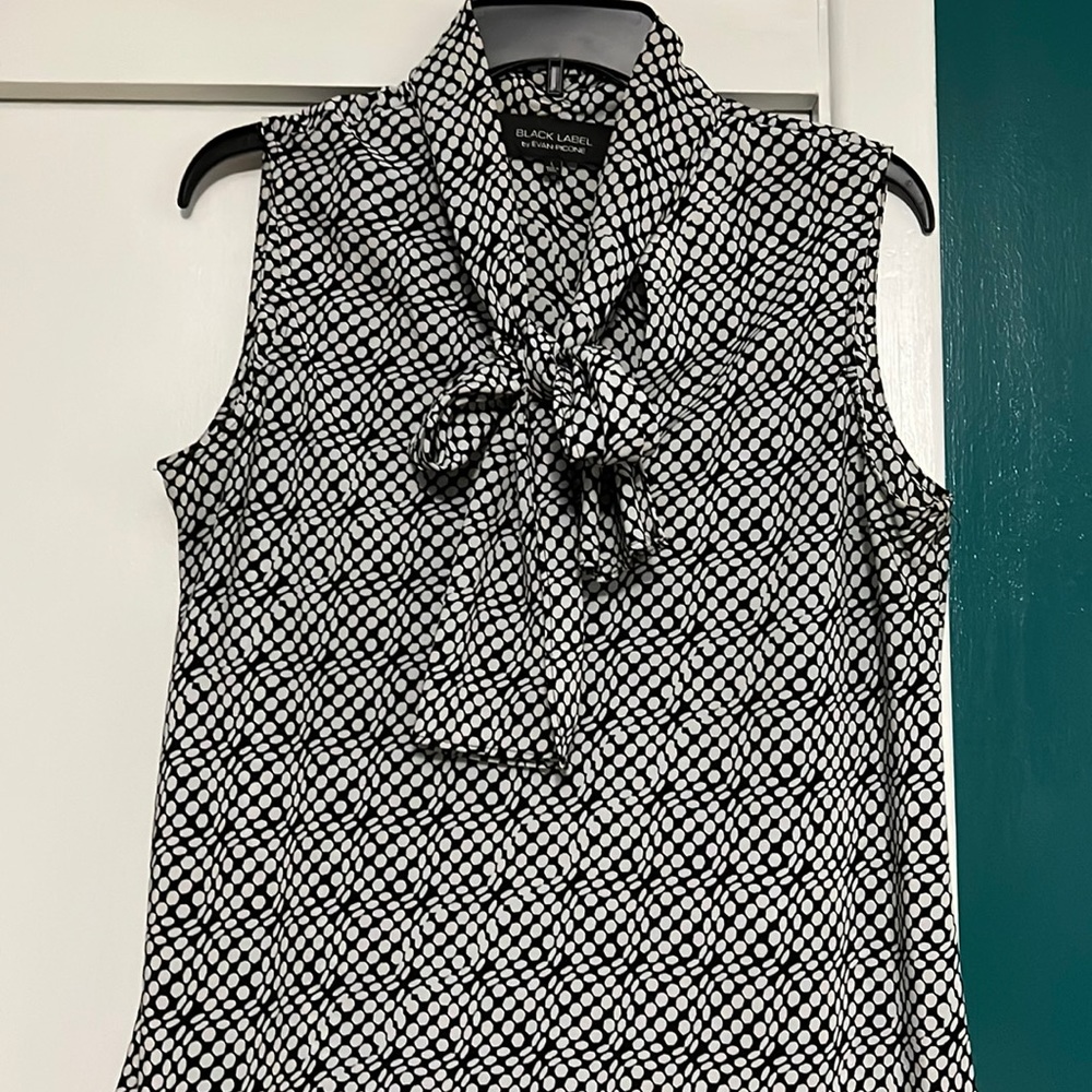 EUC Bow Tie Detail Sleeveless Blouse Black Label by Evan Picone Size L